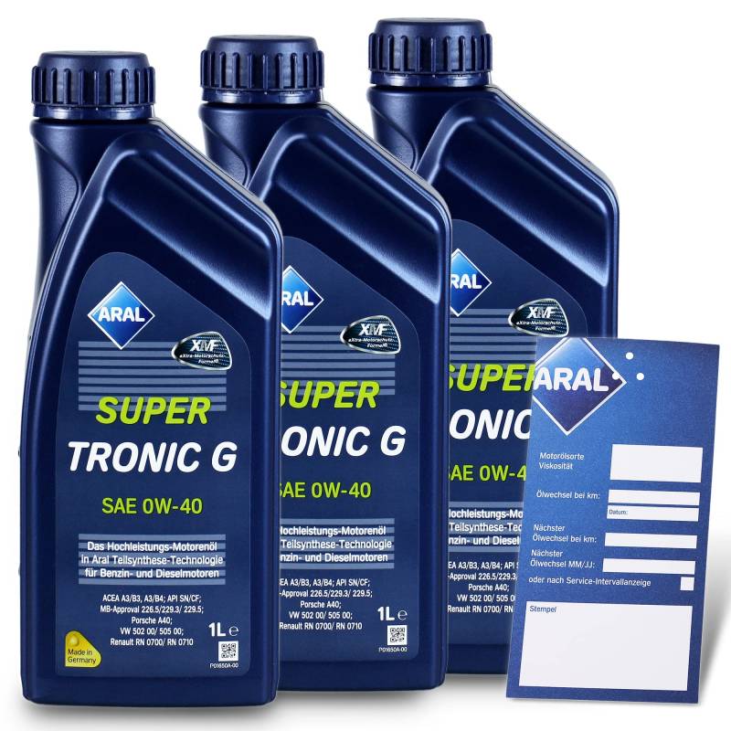 3x1 Liter Aral Super Tronic G SAE 0W-40, von ARAL