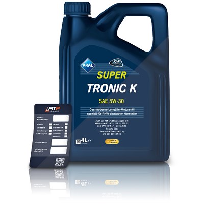 Aral 4 L SuperTronic K 5W-30 + Ölwechsel-Anhänger [Hersteller-Nr. 15DBCD] von ARAL