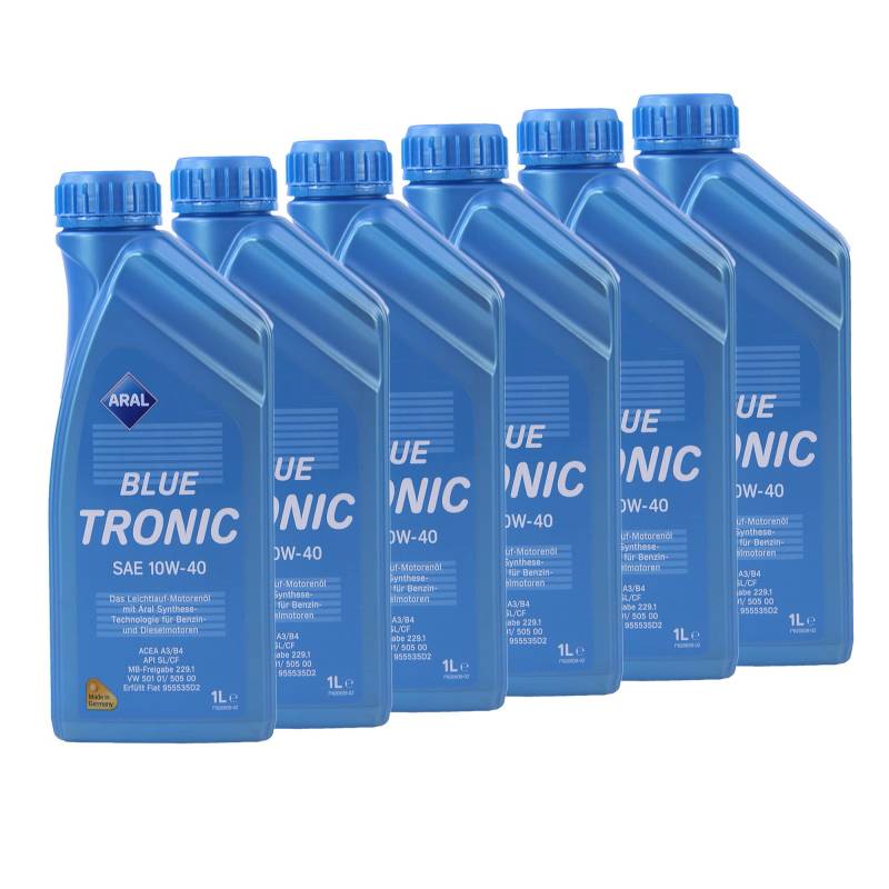 6x 1 L LITER ARAL BLUETRONIC BLUE TRONIC 10W-40 MOTOR-ÖL MOTOREN-ÖL 31736541 von ARAL