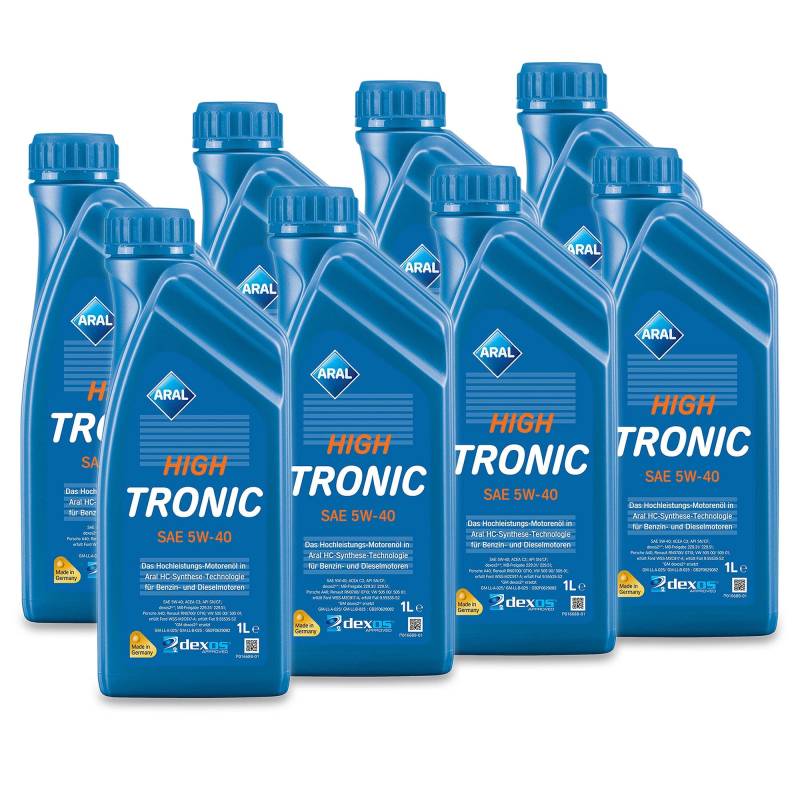 8x 1 L Liter ARAL HighTronic 5W-40 Motoröl von ARAL