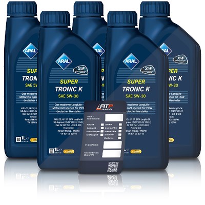 Aral 5x 1 L SuperTronic K 5W-30 + Ölwechsel-Anhänger [Hersteller-Nr. 15DBCB] von ARAL