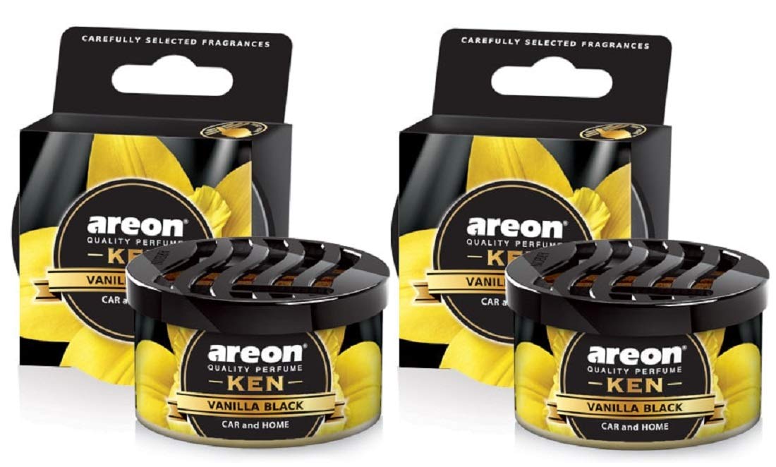 AREON Ken Lufterfrischer Vanille Schwarz Auto Duft Autoduft Wohnung Dose Duftdose Erfrischer 3D Set (Vanilla Black Pack x 2) von AREON