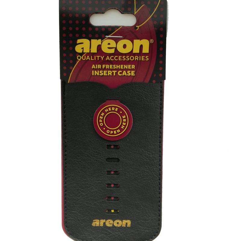 AREON Leder Tasche für Auto Lufterfrischer Zum Aufhängen Spiegel Leer Nachfüllbar Schwarz Wohnung Hängend Pack x 1 von AREON