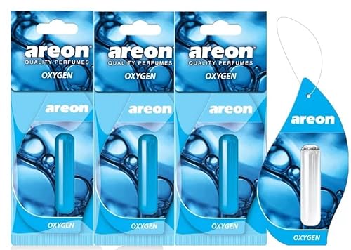 AREON Liquid Auto Parfüm Sauerstoff Autoduft Hängend Duftflakon Flakon Blau Lufterfrischer Set Aufhängen Anhänger Spiegel 5ml 3D (Oxygen Pack x 3) von AREON