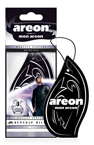 AREON Mon Auto Lufterfrischer Beverly Hills Schwarz Duft Anhänger Hängend Aufhängen Spiegel Autoduft Pappe 2D Wohnung (Pack x 1) von AREON