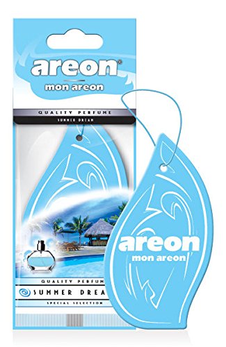 AREON Mon Auto Lufterfrischer Sommertraum Duft Anhänger Hängend Aufhängen Spiegel Blau Autoduft Pappe 2D Wohnung (Summer Dream Pack x 1) von AREON