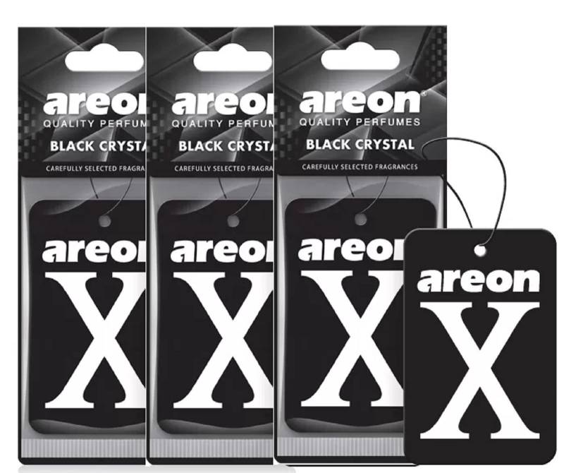 Areon X Autoduft Schwarz Kristall Auto Lufterfrischer Aufhänger Anhänger Spiegel Pappe 2D (Set Pack x 3) von AREON