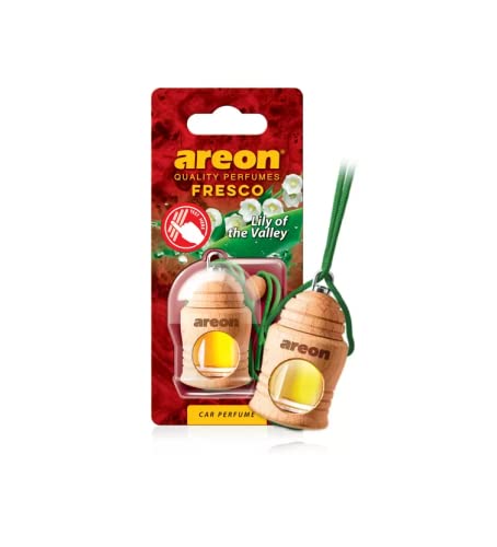 Areon Fresco Auto Duft Maiglöckchen Blume Glas Duftflakon Flakon Holz Set Hängend Anhänger Spiegel 4ml (Pack x 3) von AREON