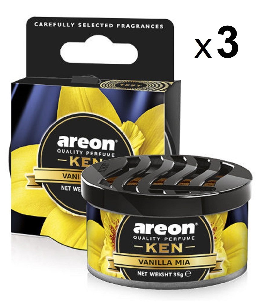 Areon Ken Lufterfrischer Vanille Mia Auto Duft Autoduft Wohnung Dose Duftdose Erfrischer 3D Set ( Vanilla Mia Pack x 3 ) von AREON