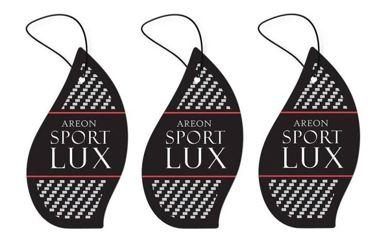 AREON Lufterfrischer Auto Sport Lux Platin Duft Anhänger Hängend Aufhängen Spiegel Schwarz Pappe 2D Set (Platinum Pack x 3) von AREON