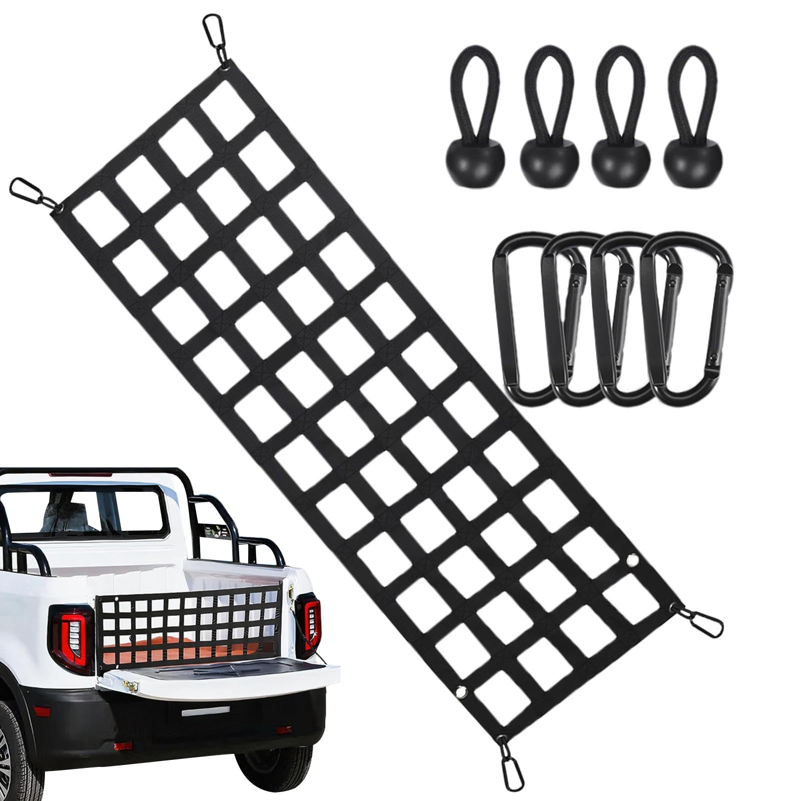 LKW-Heckklappennetz - LKW-Heckklappennetz | Pickup-Truck-Ladeflächennetz, Heckklappennetz für Fracht | Kofferraum-Lagernetz-Trennwand für großen LKW für Motorräder, Fahrräder, Kajaks von ARIOU