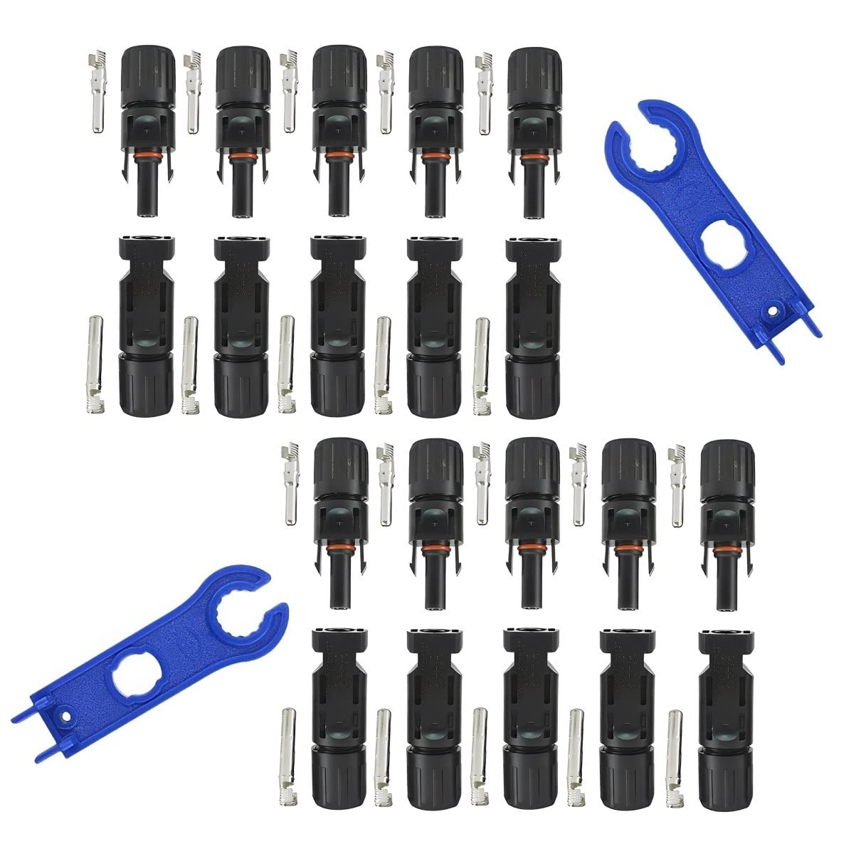 ARLI 10 Paar Solarstecker Stecker + Buchse 1500V für 2,5/4 / 6 mm² + Schraubenschlüssel Werkzeug Set Solarkabel Solarpanel Kabelstecker Solar Panel Kabel Anschlüsse Photovoltaik Steckverbinder von ARLI