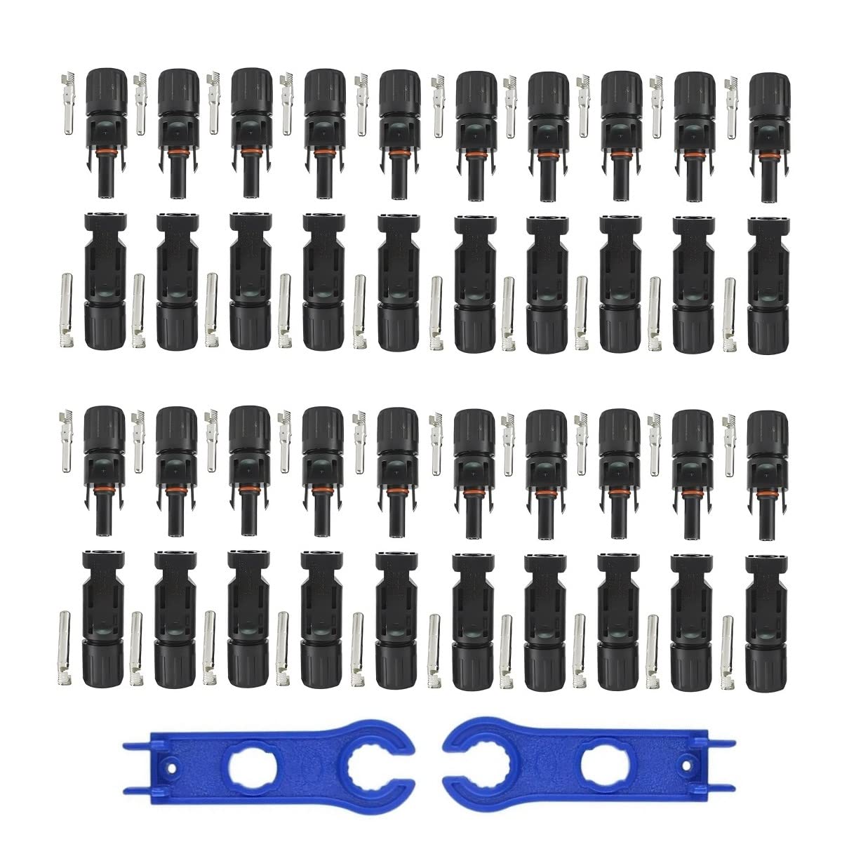 ARLI 20 Paar Solarstecker Stecker + Buchse 1500V für 2,5/4 / 6 mm² + Schraubenschlüssel Werkzeug Set Solarkabel Solarpanel Kabelstecker Solar Panel Kabel Anschlüsse Photovoltaik Steckverbinder von ARLI