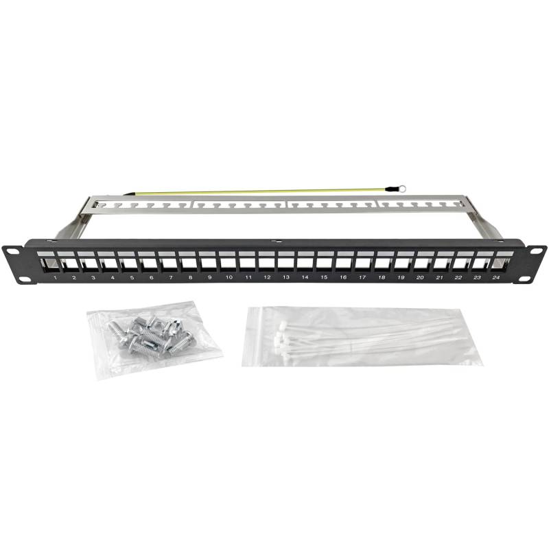 ARLI 24 Port Patchpanel Patchfeld Modular für Keystone Module 1HE 19 Zoll Rackeinbau Kompatibel CAT5 CAT6 CAT7 CAT8 LAN Netzwerk Verlegekabel Schwarz von ARLI