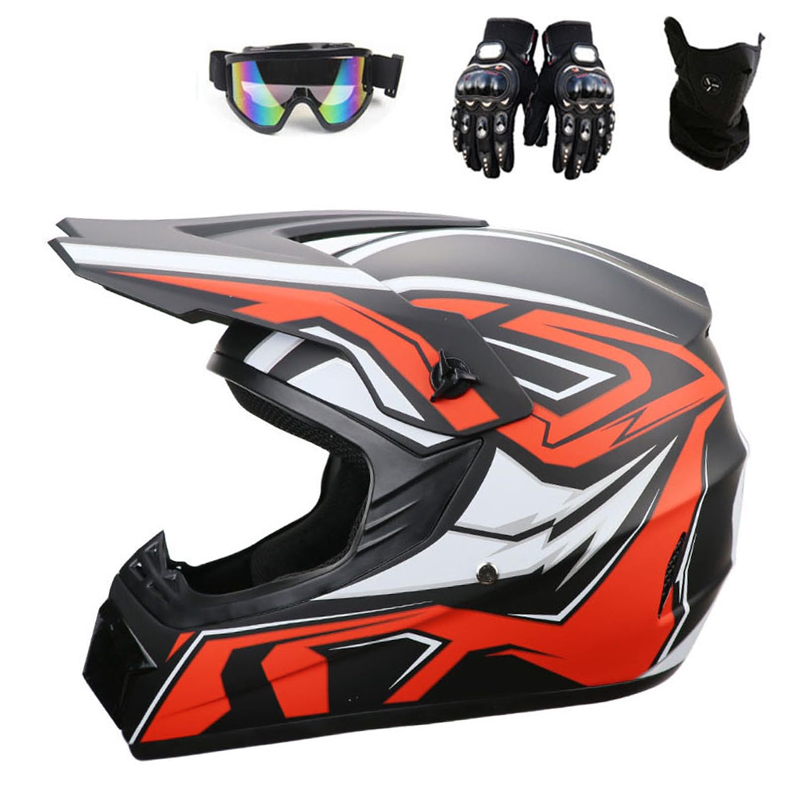 Dirtbike-Helme mit Schlangenmuster für Erwachsene, Jugendliche, DOT/ECE-geprüfter Crash-Offroad-Helm, Integralhelm für Motocross-Motorräder, ATV, MTB, Quad, Cruiser, Chopper,Orange-XL(59~60cm) von ARMAAN