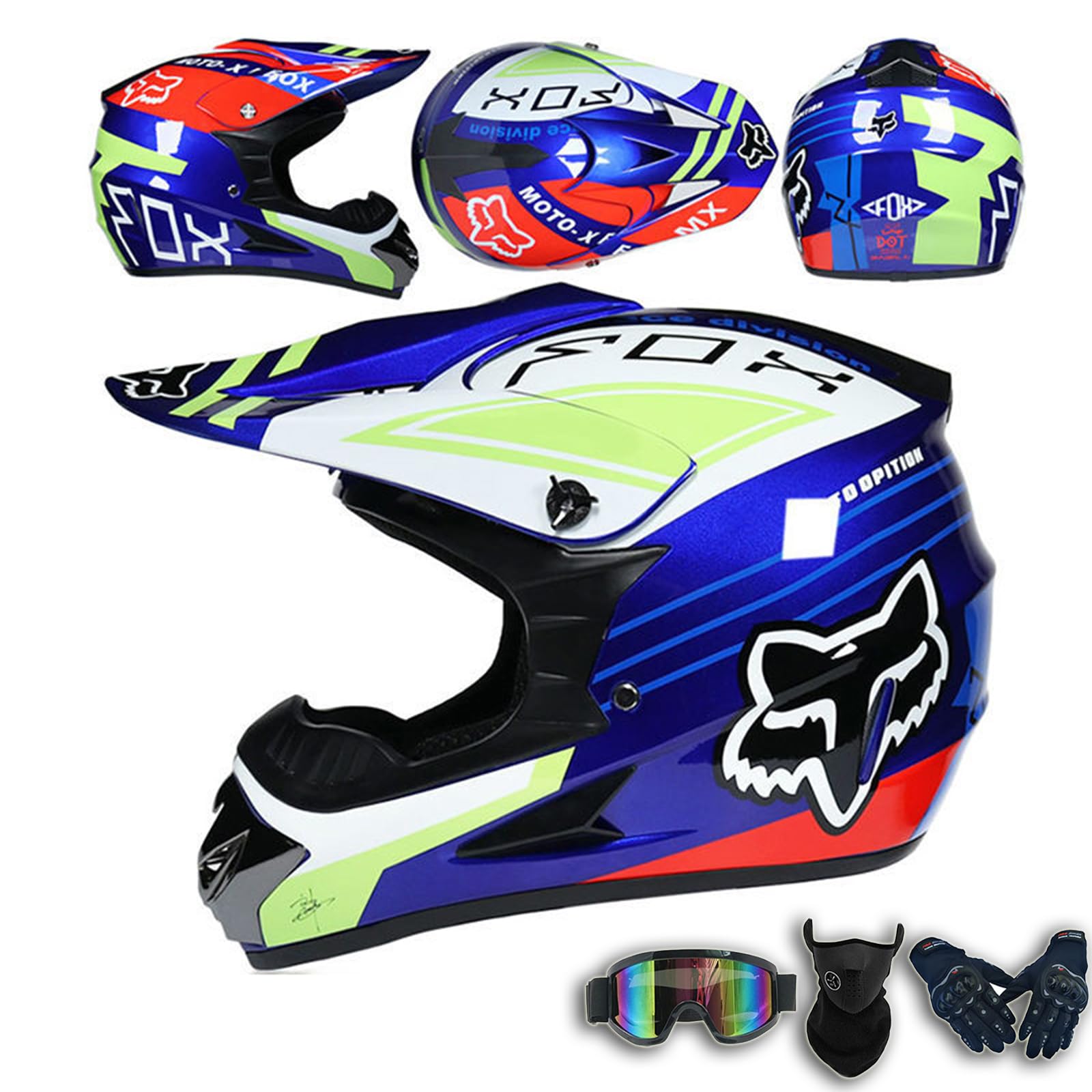 Sicherheits-Motocrosshelm für Männer und Frauen, Allrad-Fahrrad, Downhill-Capacete, ATV-Crosshelme, leicht, belüftet, Dirtbike-Capacete für Scooter, Cruiser, Chopper, Racing,Blue-L(57~58cm) von ARMAAN