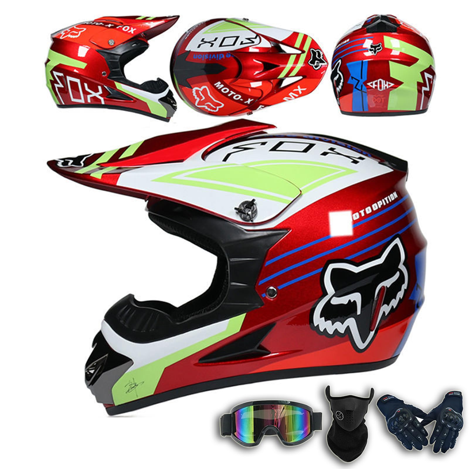 Sicherheits-Motocrosshelm für Männer und Frauen, Allrad-Fahrrad, Downhill-Capacete, ATV-Crosshelme, leicht, belüftet, Dirtbike-Capacete für Scooter, Cruiser, Chopper, Racing,Red-L(57~58cm) von ARMAAN