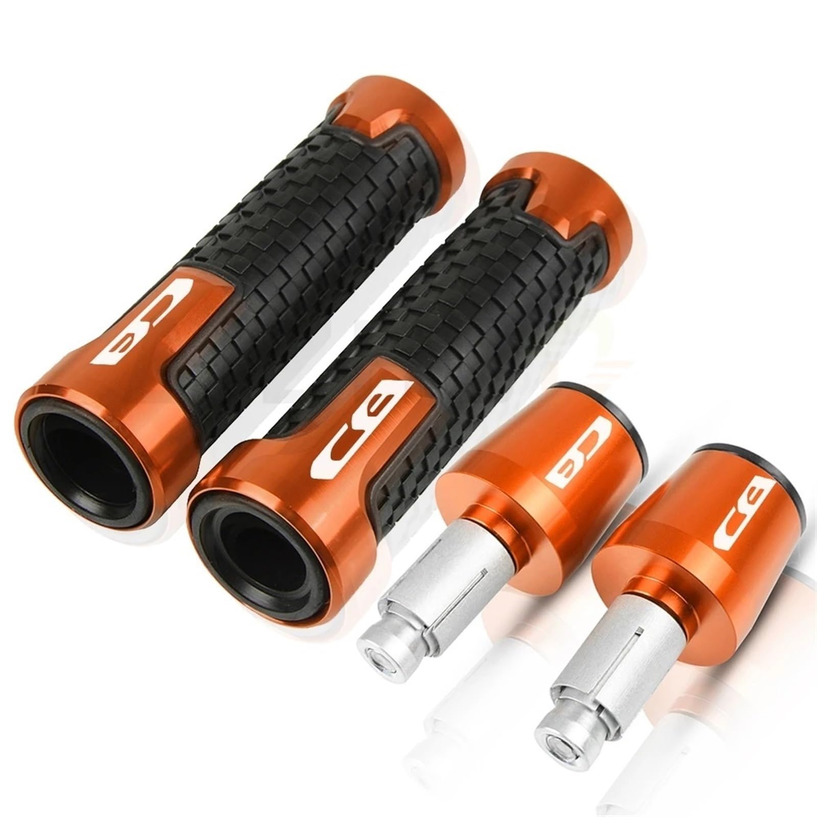 HSL Motorrad Lenker Handgriffe Griff Bar End Kappe Stecker FÜR Honda CB125R CB150R CB190R CB250R CB300R CB400 CB500F CB500X CB500R(Orange Orange Black) von ARMERI