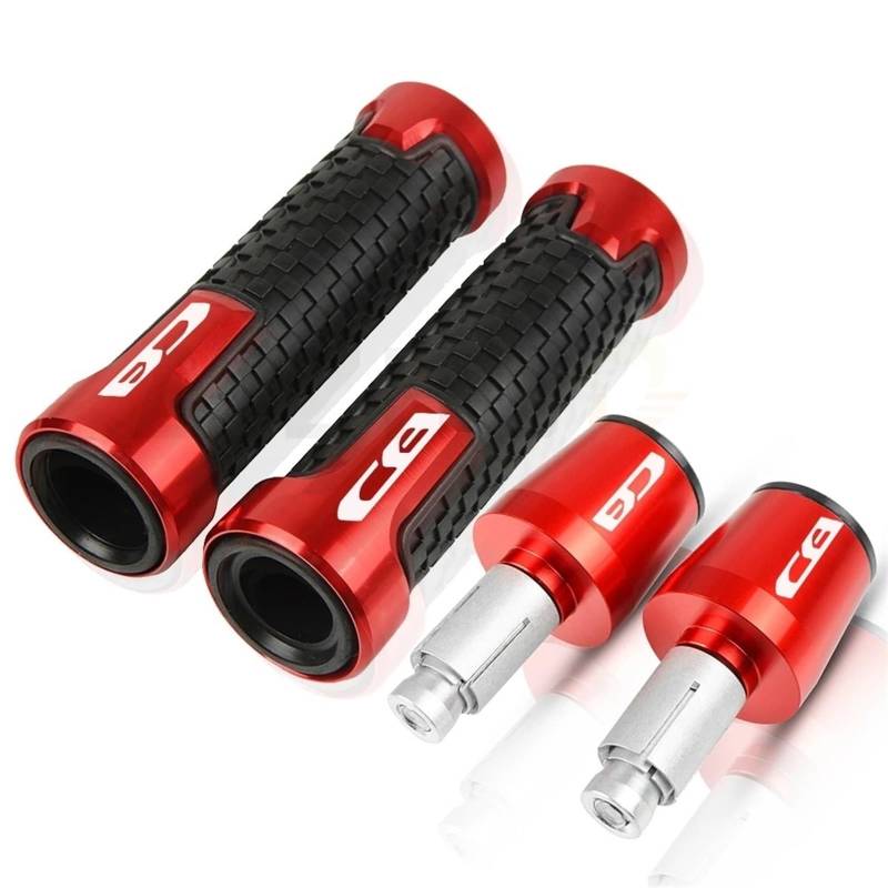 HSL Motorrad Lenker Handgriffe Griff Bar End Kappe Stecker FÜR Honda CB125R CB150R CB190R CB250R CB300R CB400 CB500F CB500X CB500R(Red Red Black) von ARMERI