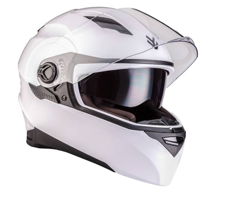 ARMOR HELMETS® AF-77 „Shiny White“ · Integral-Helm · Full-Face Motorrad-Helm Roller-Helm Scooter-Helm Cruiser Sturz-Helm Sport · ECE 22.05 Sonnenvisier Schnellverschluss Tasche XS (53-54cm) von ARMOR HELMETS