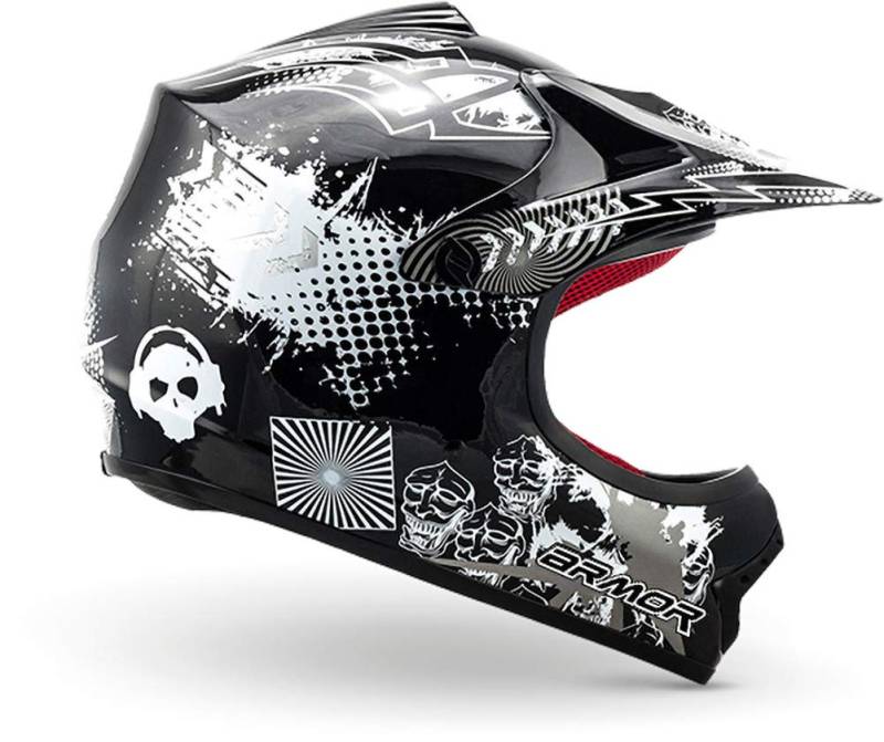 ARMOR HELMETS® AKC-49 „Black“ · Kinder Cross-Helm · Motorrad-Helm MX Cross-Helm MTB BMX Cross-Bike Downhill Off-Road Enduro-Helm Moto-Cross Sport · DOT Schnellverschluss Tasche S (53-54cm) von ARMOR HELMETS