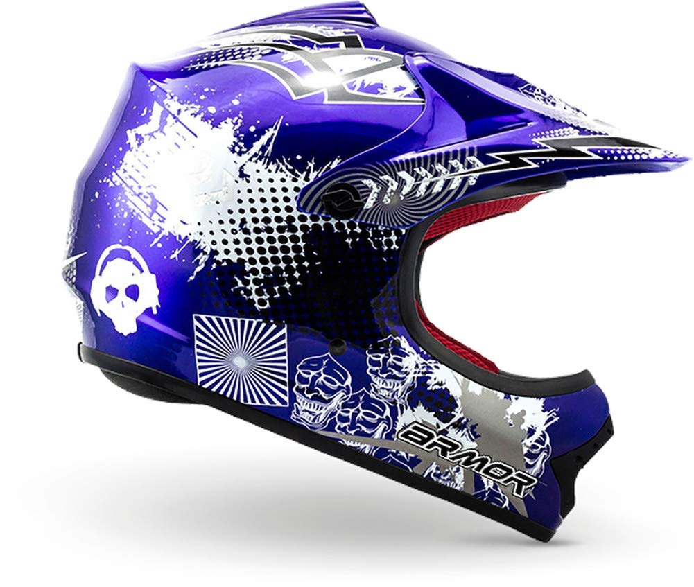 ARMOR HELMETS® AKC-49 „Blue“ · Kinder Cross-Helm · Motorrad-Helm MX Cross-Helm MTB BMX Cross-Bike Downhill Off-Road Enduro-Helm Moto-Cross Sport · DOT Schnellverschluss Tasche L (57-58cm) von ARMOR HELMETS