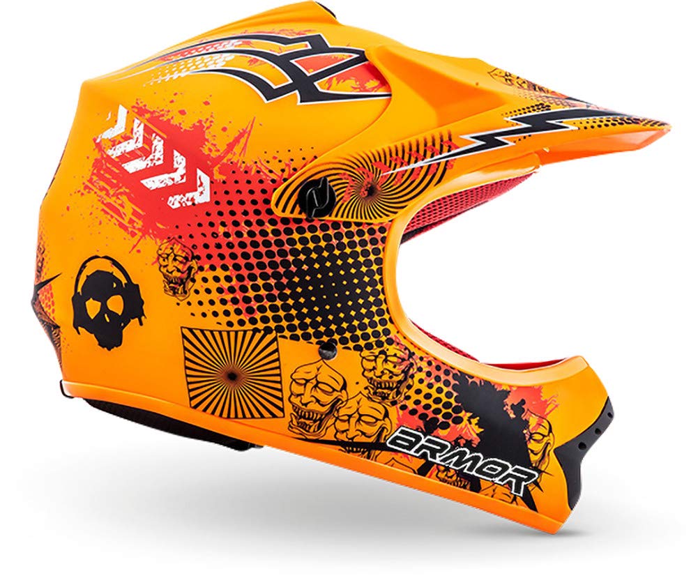 ARMOR HELMETS® AKC-49 „Limited Orange“ · Kinder Cross-Helm · Motorrad-Helm MX Cross-Helm MTB BMX Cross-Bike Downhill Off-Road Enduro-Helm Sport · DOT Schnellverschluss Tasche L (57-58cm) von ARMOR HELMETS