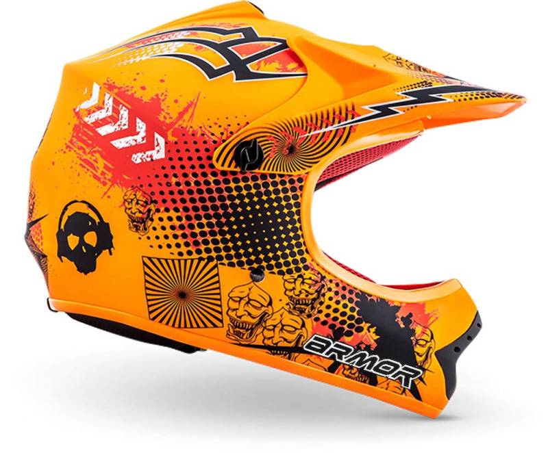 ARMOR HELMETS® AKC-49 „Limited Orange“ · Kinder Cross-Helm · Motorrad-Helm MX Cross-Helm MTB BMX Cross-Bike Downhill Off-Road Enduro-Helm Sport · DOT Schnellverschluss Tasche XS (51-52cm) von ARMOR HELMETS