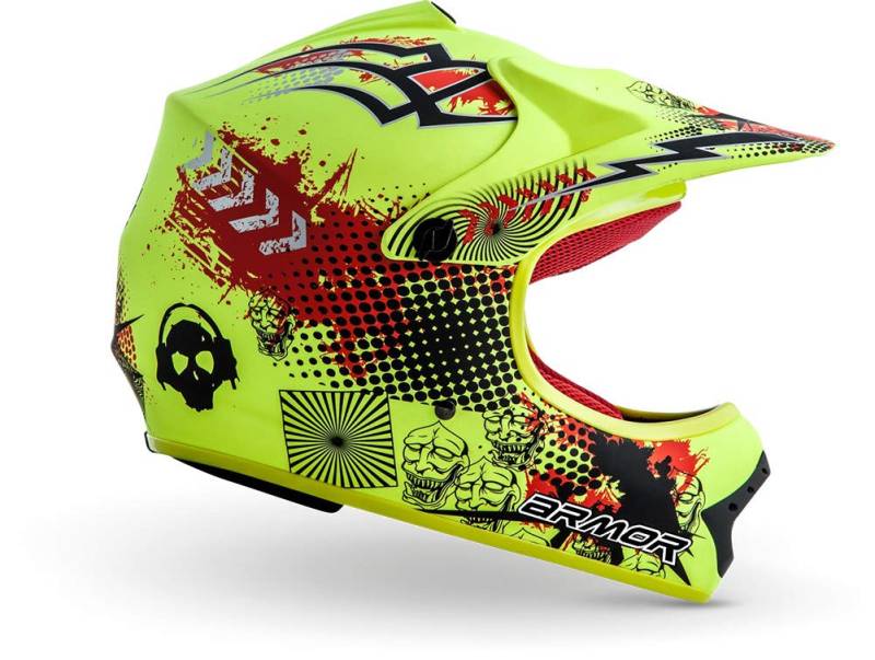 ARMOR HELMETS® AKC-49 „Limited Yellow“ · Kinder Cross-Helm · Motorrad-Helm MX Cross-Helm MTB BMX Cross-Bike Downhill Off-Road Enduro-Helm Sport · DOT Schnellverschluss Tasche S (53-54cm) von ARMOR HELMETS