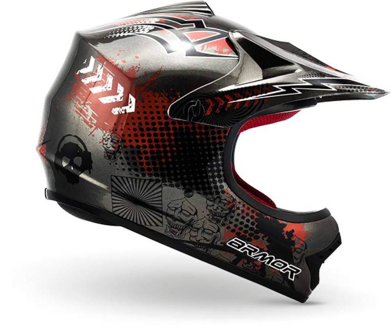 ARMOR HELMETS® AKC-49 „Titan“ · Kinder Cross-Helm · Motorrad-Helm MX Cross-Helm MTB BMX Cross-Bike Downhill Off-Road Enduro-Helm Moto-Cross Sport · DOT Schnellverschluss Tasche L (57-58cm) von ARMOR HELMETS