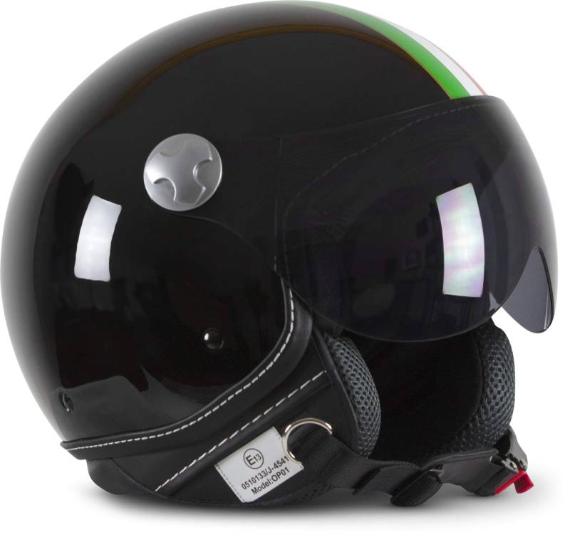 ARMOR HELMETS® AV-84 „Italy Black“ · Jet-Helm · Motorrad-Helm Roller-Helm Scooter-Helm Moped Mofa-Helm Chopper Retro Vespa Vintage · ECE 22.05 Visier Schnellverschluss Tasche XS (53-54cm) von ARMOR HELMETS