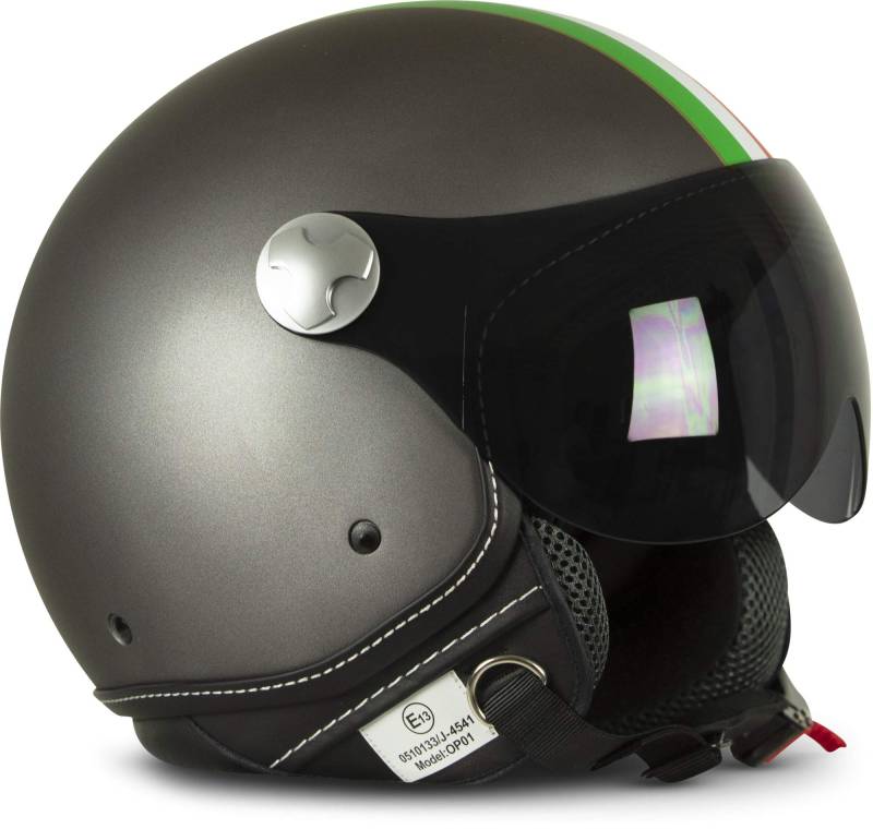 ARMOR HELMETS® AV-84 „Italy Titan“ · Jet-Helm · Motorrad-Helm Roller-Helm Scooter-Helm Moped Mofa-Helm Chopper Retro Vespa Vintage · ECE 22.05 Visier Schnellverschluss Tasche XS (53-54cm) von ARMOR HELMETS