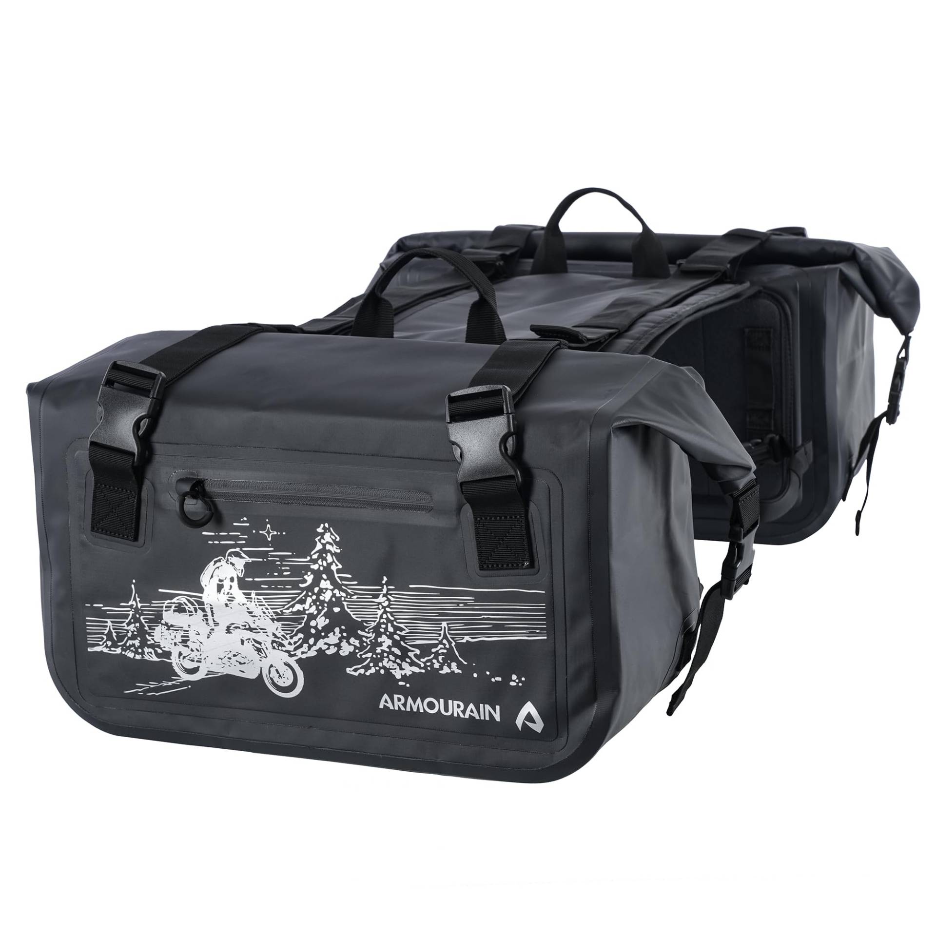 ARMOURAIN Motorrad Seitentasche 50L (30L*2) Kofferraum Sitztasche Satteltasche Motorradzubehör (Schwarz) von ARMOURAIN