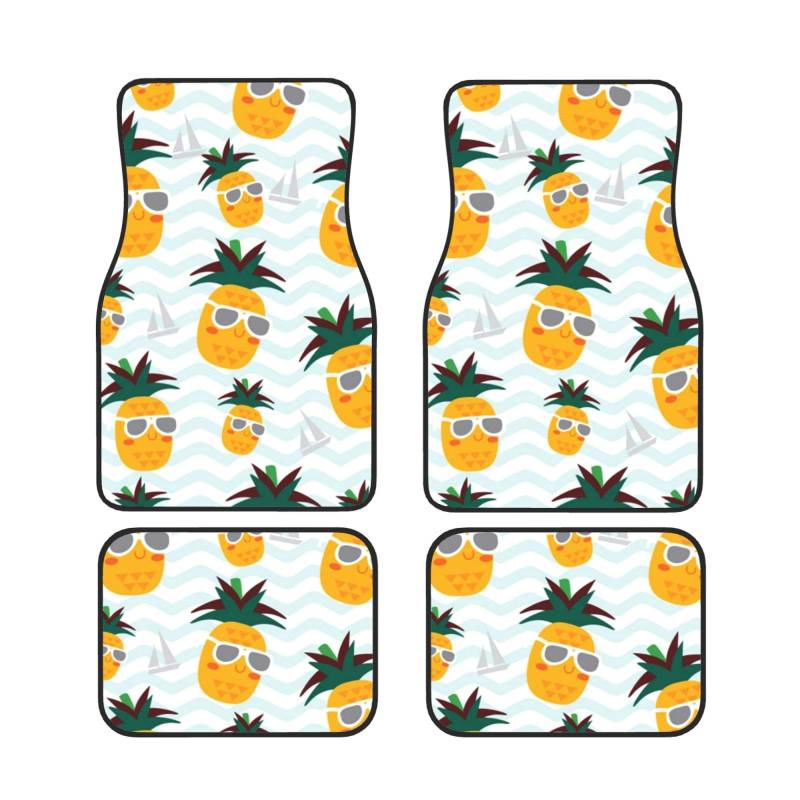 Auto-Fußmatten mit niedlichem Ananas-Design, komplettes Set, 4-teilig, wasserdicht, Gummi-Fußmatten für ultimativen Schutz und Stil von AROONS