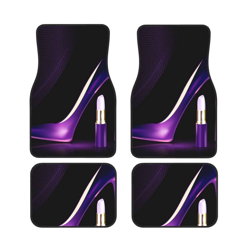 Elegante lila High Heels Auto Fußmatten Full Set 4 Stück - Automobil wasserdichte Gummi-Fußmatten für ultimativen Schutz und Stil von AROONS