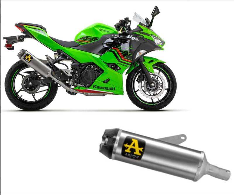 ARROW INDY-RACE TITANIUM SILENCER WITH CARBY END CAP KAWASAKI Z/NINJA 400 '23 HOMOLOGATED TITANIUM INDY RACE SILENCER von ARROW