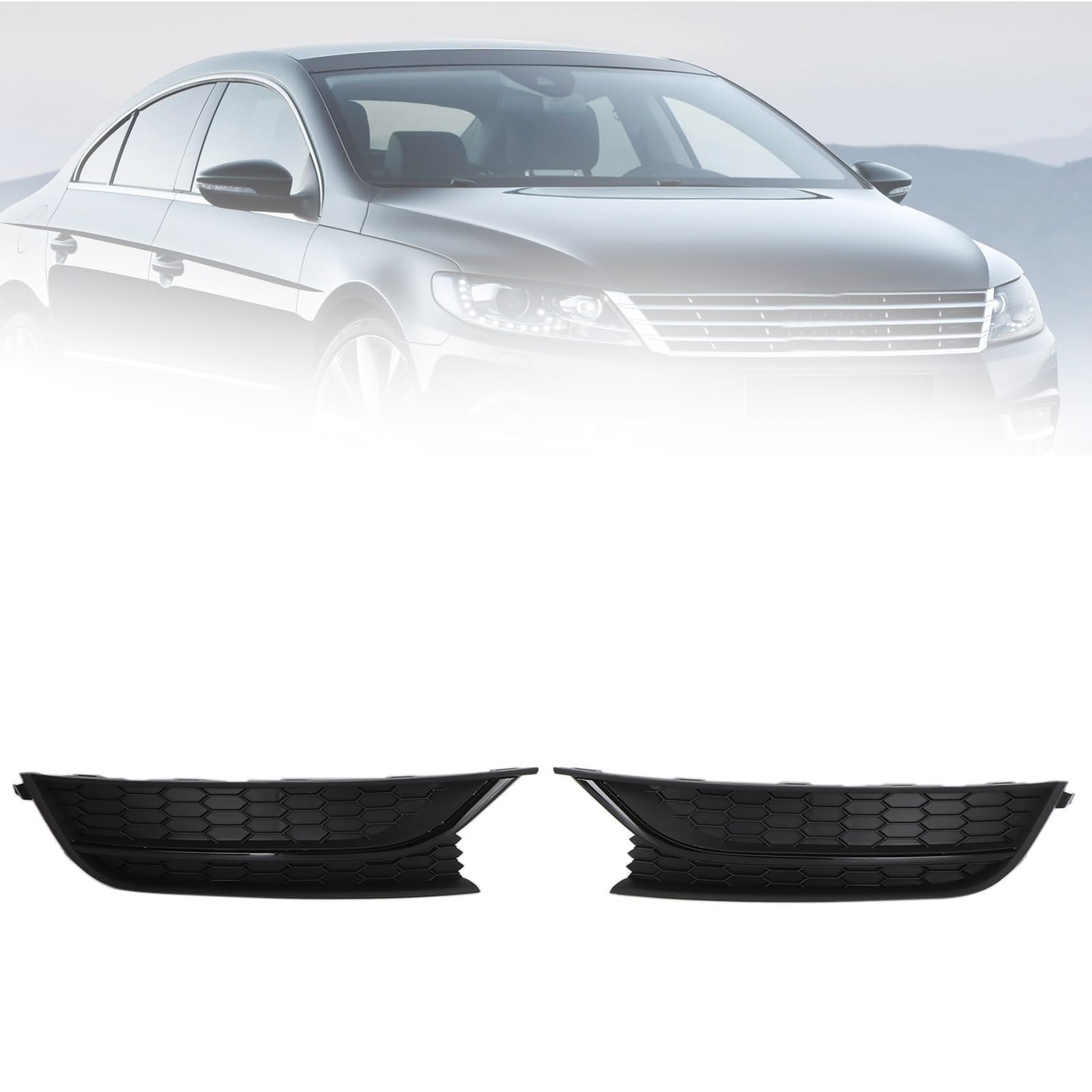 ARRPO 2 STÜCKE Nebelscheinwerferabdeckung vorne, for Volkswagen, for Passat 2012-2015, schwarze Autozubehörteile Frontgrills von ARRPO