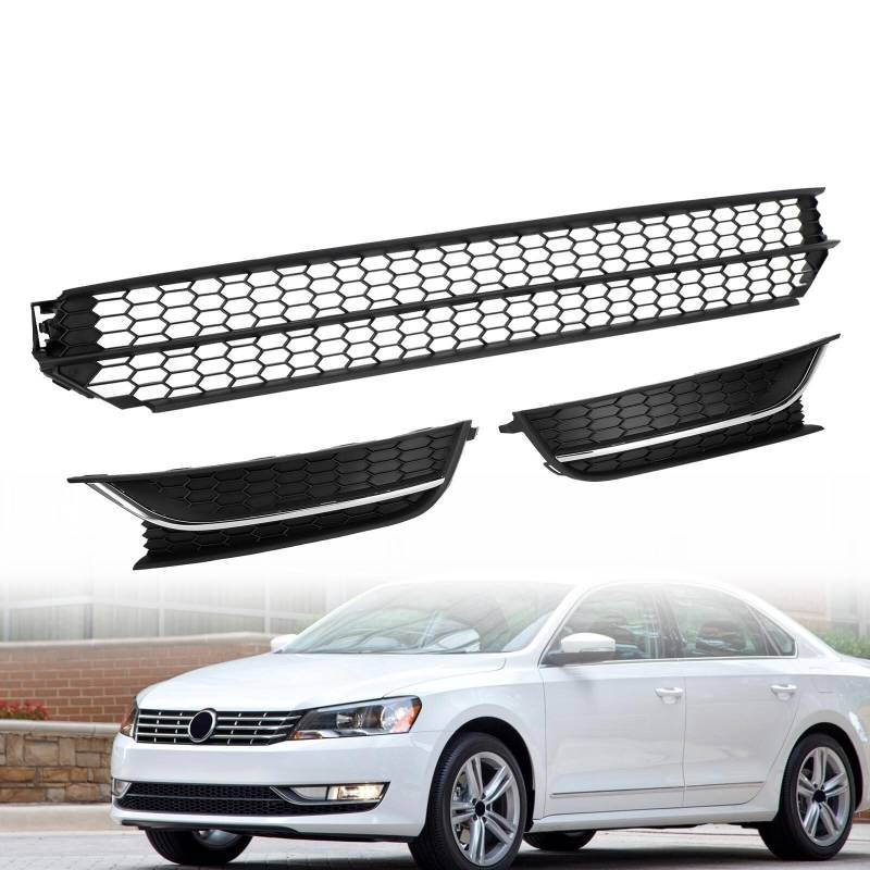 ARRPO Nebelscheinwerferabdeckung for den unteren Kühlergrill ohne Loch, Kombi-Set, for VW, for Passat 2012–2015, Autozubehörteile 5618536779B9 VW1036126 Frontgrills von ARRPO