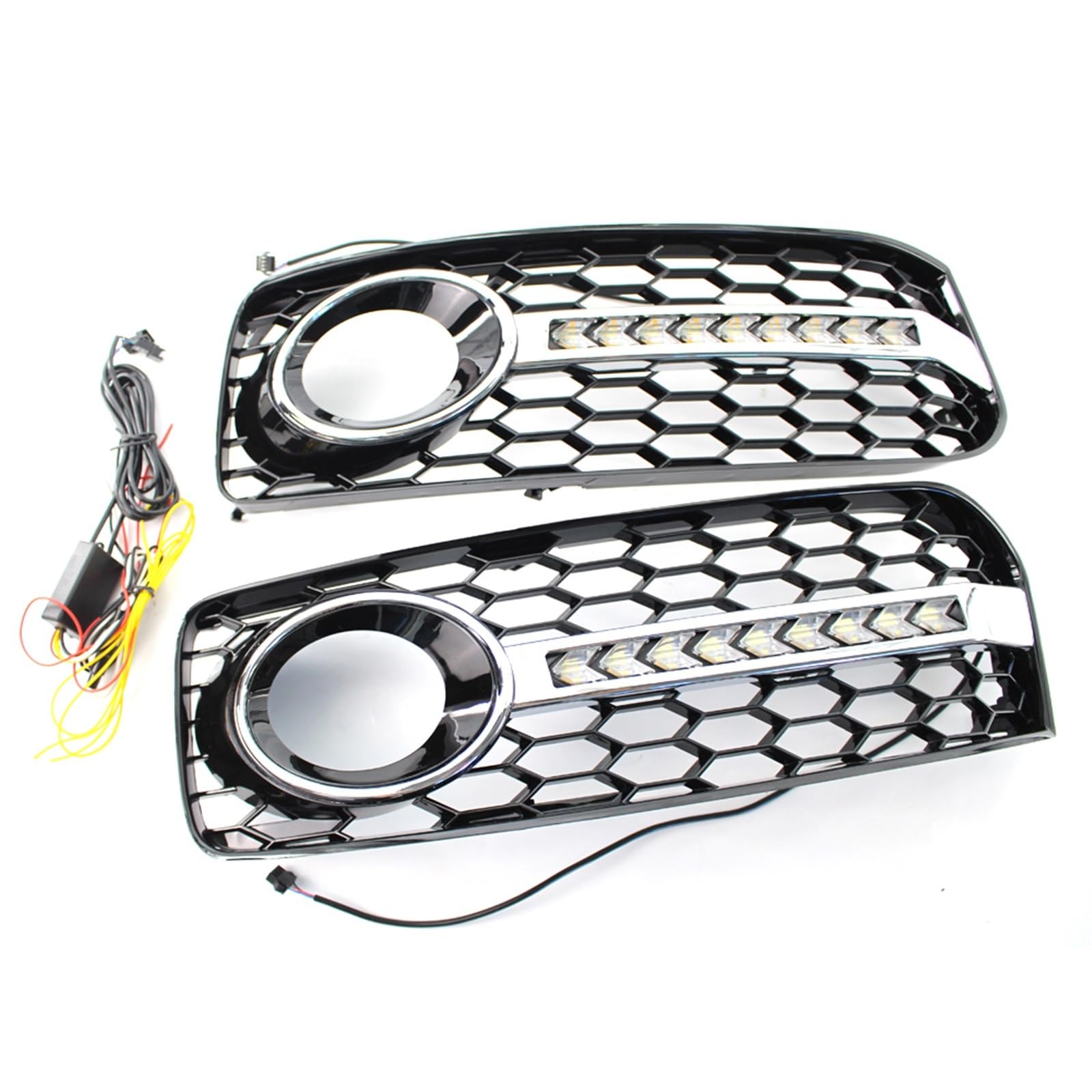 Auto Links Rechts Stoßstange Nebelscheinwerfer Unterer Kühlergrill Grillabdeckung Wabensechskant Mit DRL-Lampen, for Audi, for A5 S Line S5 B8 RS5 2008-2012 Frontgrills von ARRPO