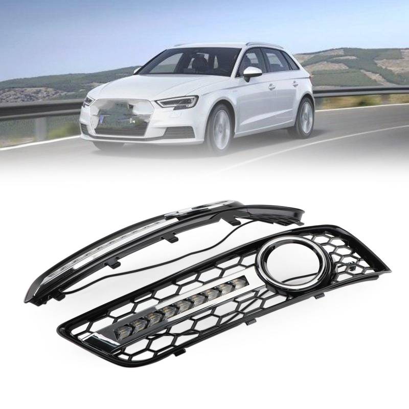 Paar schwarze Chrom-Nebelscheinwerfer-Grilllampenverkleidung ， for Audi ， for A3 8P 2008-2013 8P0807682J 8P0807681AA Autozubehör Frontgrills von ARRPO