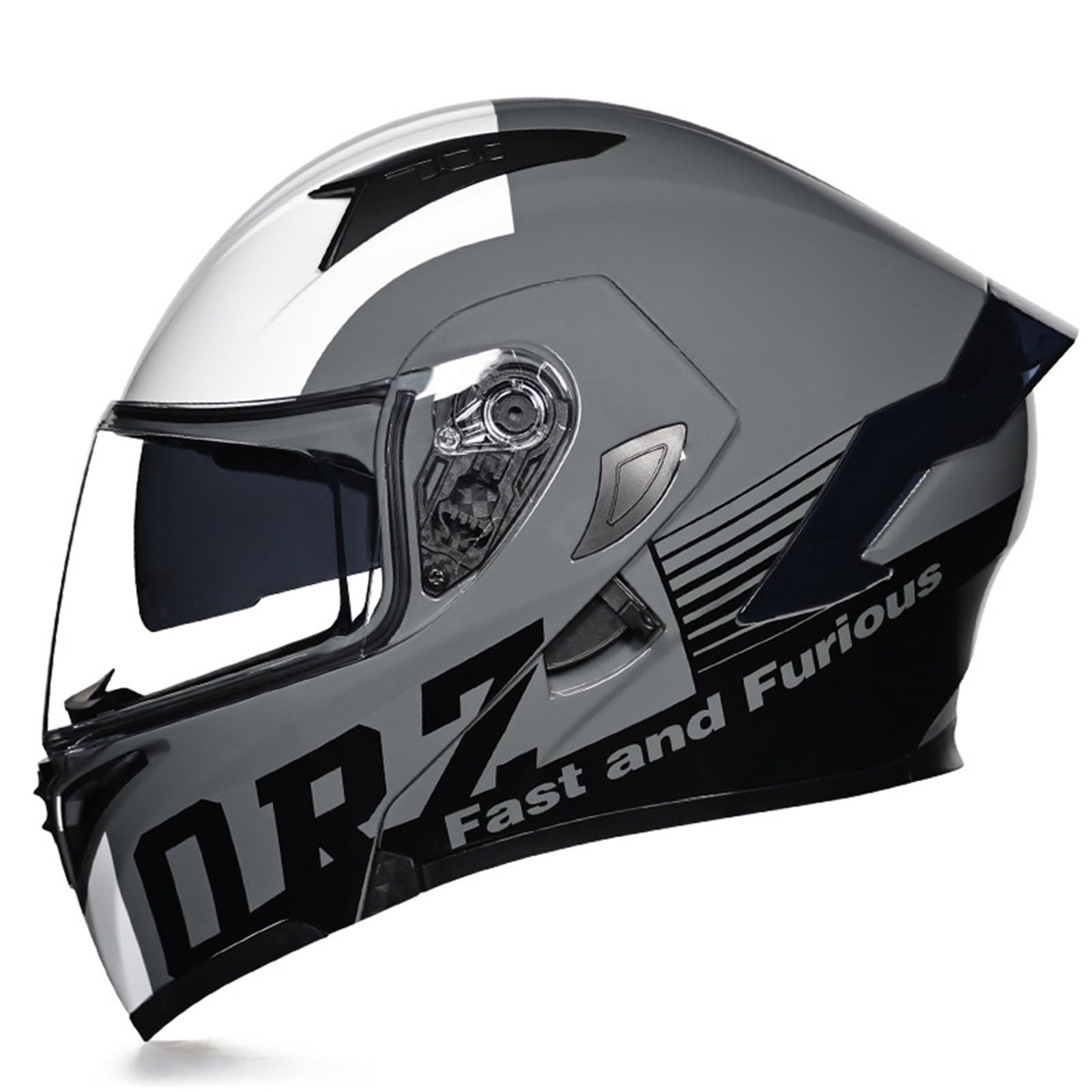 Modularer Integralhelm Motorradhelm,DOT/ECE-geprüft,Klapphelme Motorradhelm Mit Doppelter Sonnenblende Moped-Straßenrennhelm Für Erwachsene Männer Und Frauen(B,L=59-60cm) von ARZARF