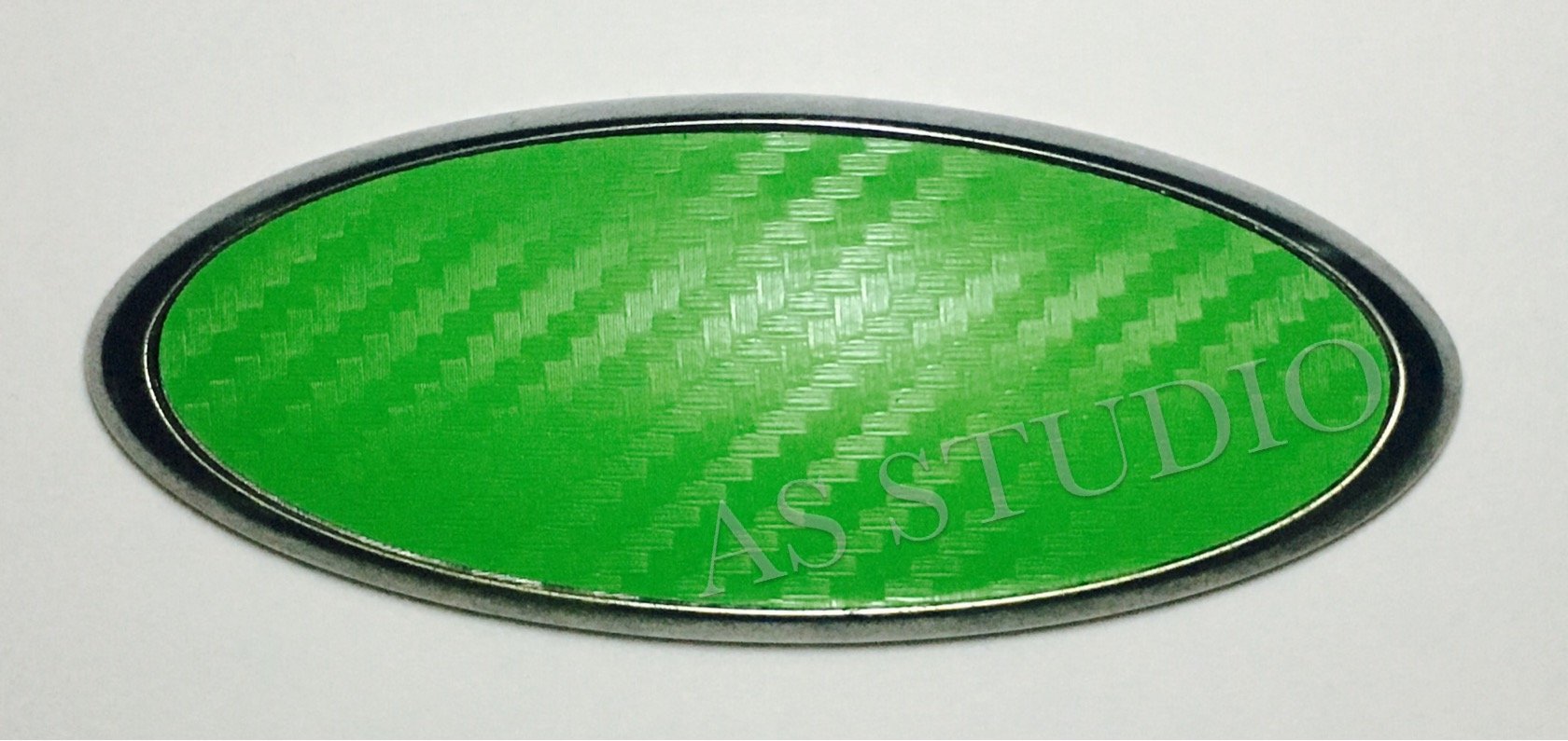 AS STUDIO 2x 150x60mm Emblem Folie (126x48mm) Carbon grün für Ford von AS STUDIO