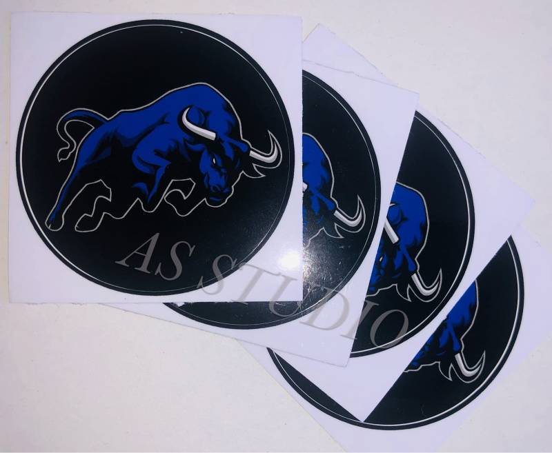 4x Nabendeckel Folie Blue Stier (50mm) von AS STUDIO