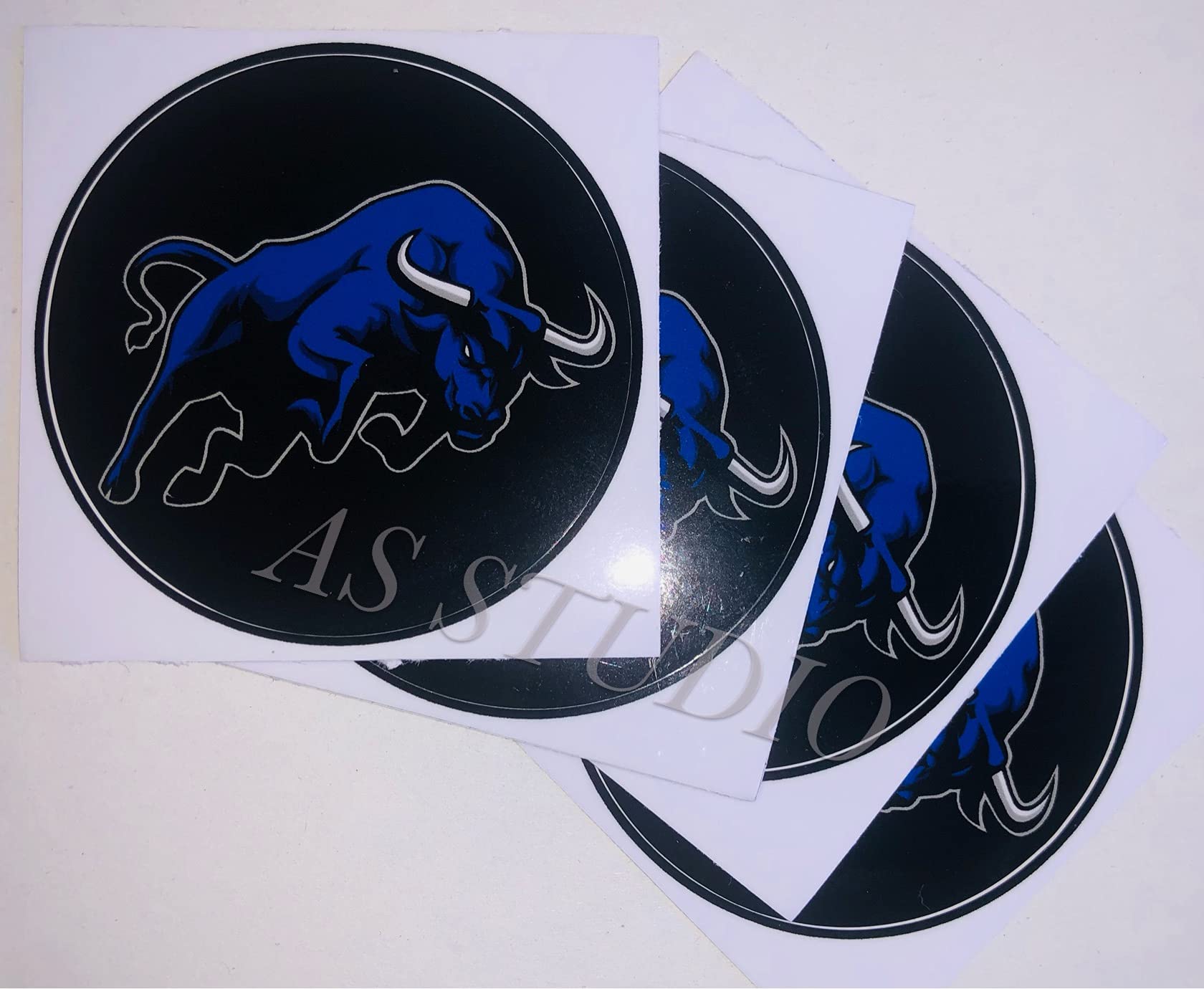 4x Nabendeckel Folie Blue Stier (60mm) von AS STUDIO