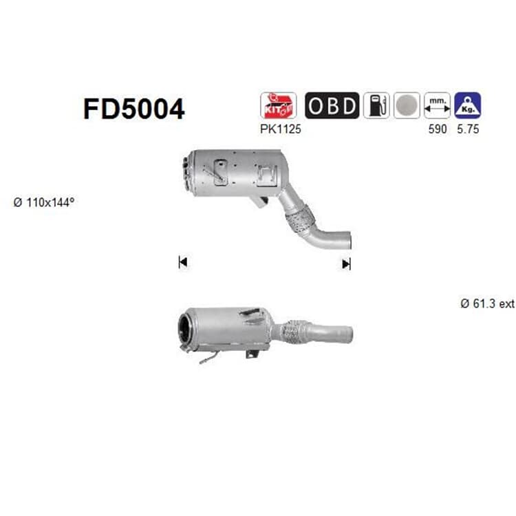 AS Dieselpartikelfilter BMW 3er 325 330 5er 525 530 X3 von AS