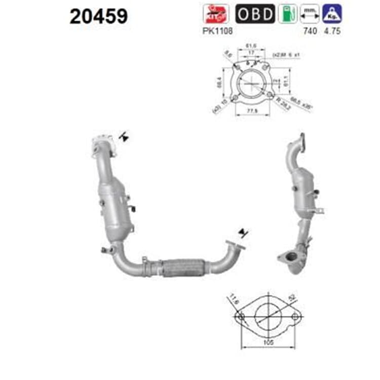 AS Katalysator  Ford C-Max Focus Grand Mondeo Transit 1,0 EcoBoost von AS