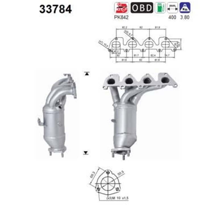 AS Katalysator Seat Altea Skoda Fabia VW Caddy Golf Plus Polo 1,4 von AS