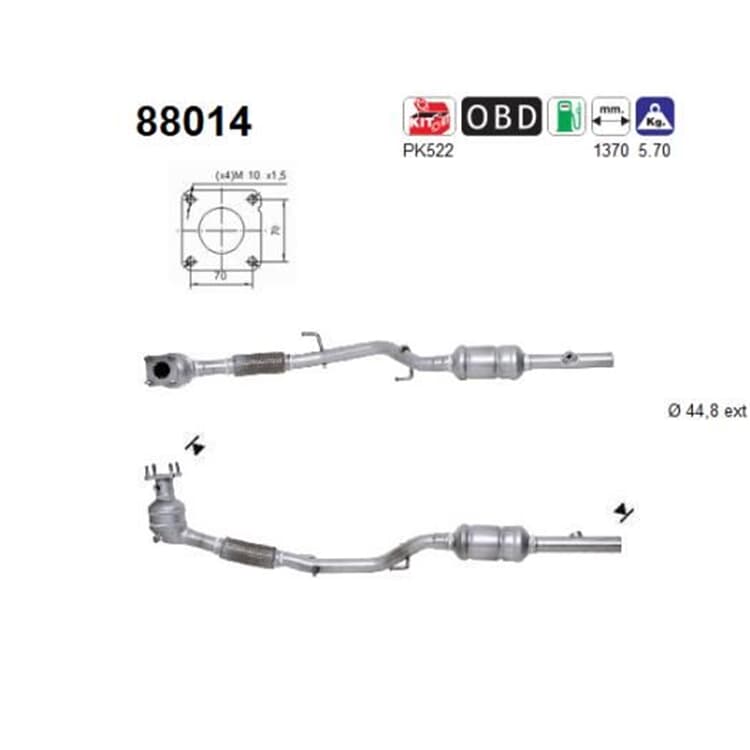 AS Katalysator  Seat Cordoba Ibiza Skoda Fabia VW Polo 9N 1,4 16V von AS