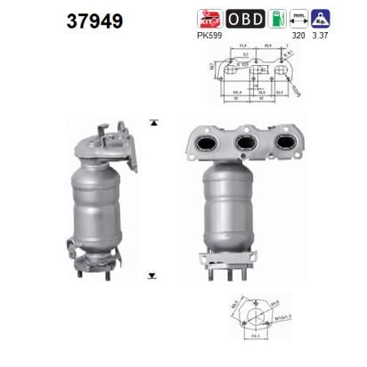 AS Katalysator Seat Ibiza Toledo Skoda Roomster VW Polo 6R 1,2 von AS