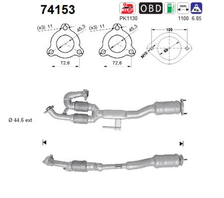 Katalysator hinten AS 74153 von AS